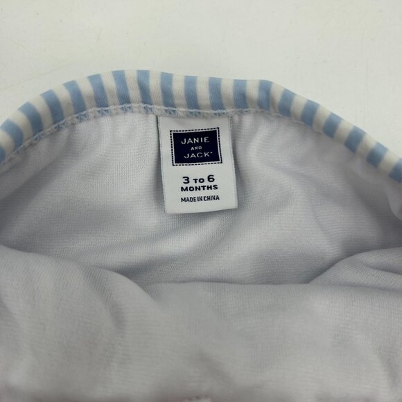 JANIE AND JACK Blue White Striped Pink Flower Halter Baby Swim Suit 3-6 Months - Picture 4 of 4